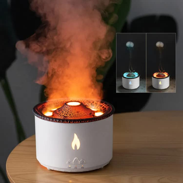 Plastic Volcano Aromatherapy Humidifier Flame&Volcano Light Timer For Bedroom Home Yoga Office, Gift Ideal For Women, Flame Humidifier Ultrasonic...