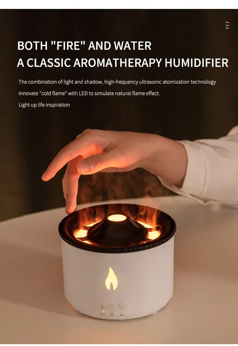 Plastic Volcano Aromatherapy Humidifier Flame&Volcano Light Timer For Bedroom Home Yoga Office, Gift Ideal For Women, Flame Humidifier Ultrasonic...