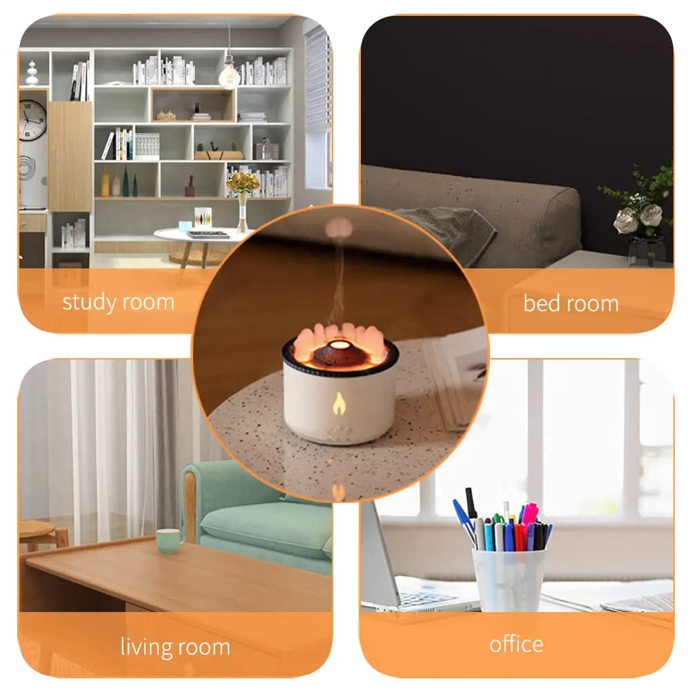 Plastic Volcano Aromatherapy Humidifier Flame&Volcano Light Timer For Bedroom Home Yoga Office, Gift Ideal For Women, Flame Humidifier Ultrasonic...