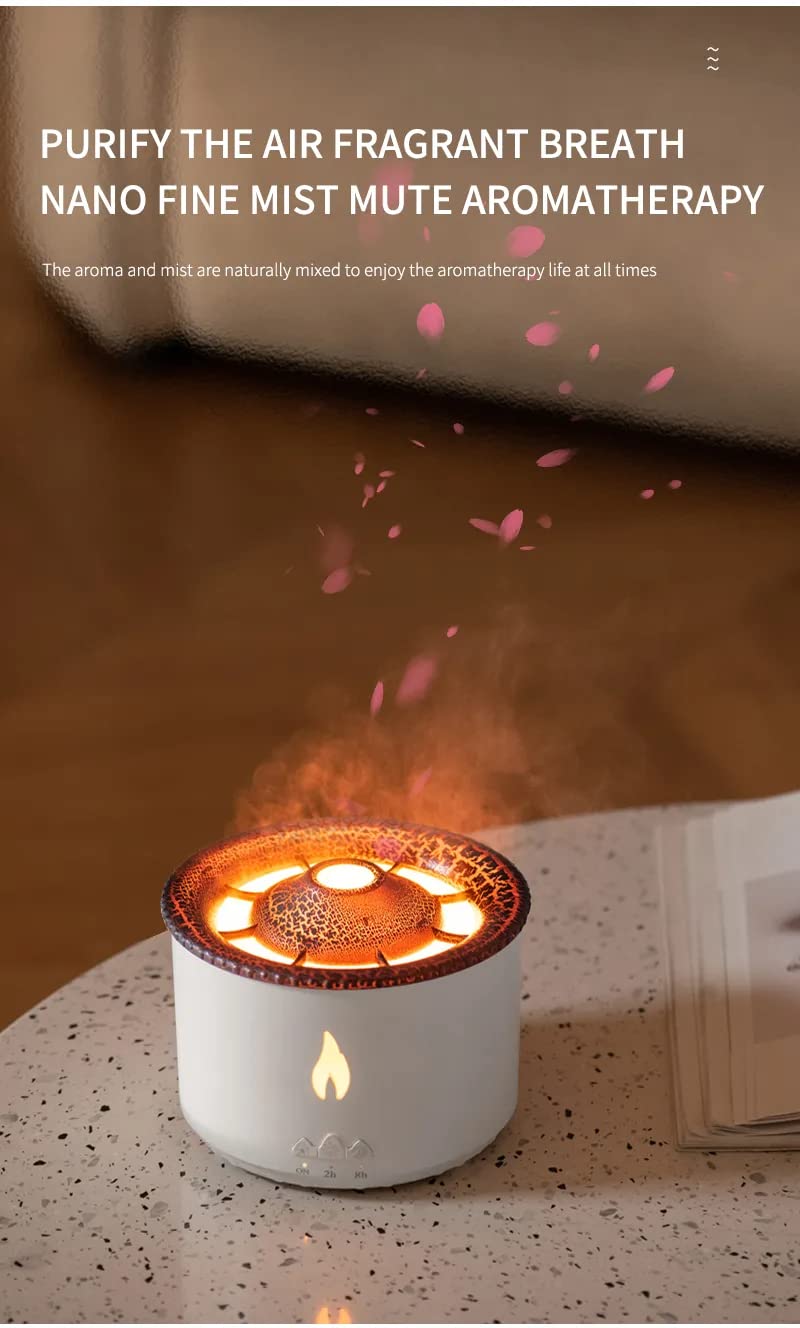 Plastic Volcano Aromatherapy Humidifier Flame&Volcano Light Timer For Bedroom Home Yoga Office, Gift Ideal For Women, Flame Humidifier Ultrasonic...
