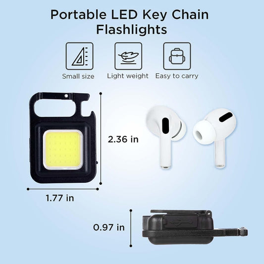 Rossetta Pack of 1 Led Rechargeable Keychain Light | Emergency Flash, Mini Torch Rechargeable, Portable COB Light for Pocket, Camping, Outdoor, Tent with Bottle Opener - Magnet Base - 800 Lumens
